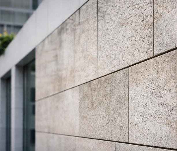 Architectural precast wall panels and concrete cladding detail