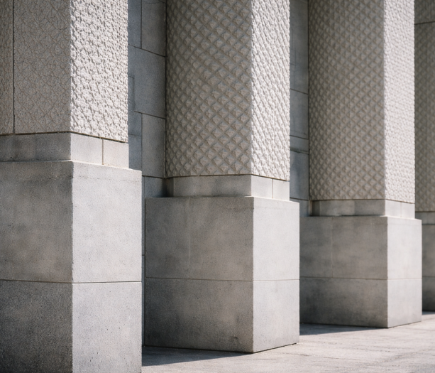 Decorative and textured architectural precast concrete elements