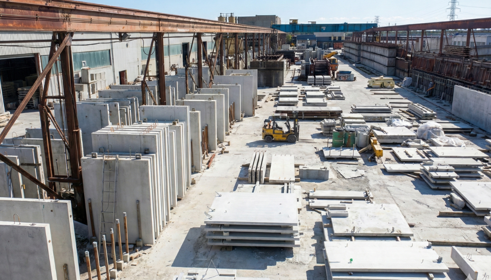 Precast concrete wall panels in production at APS Precast