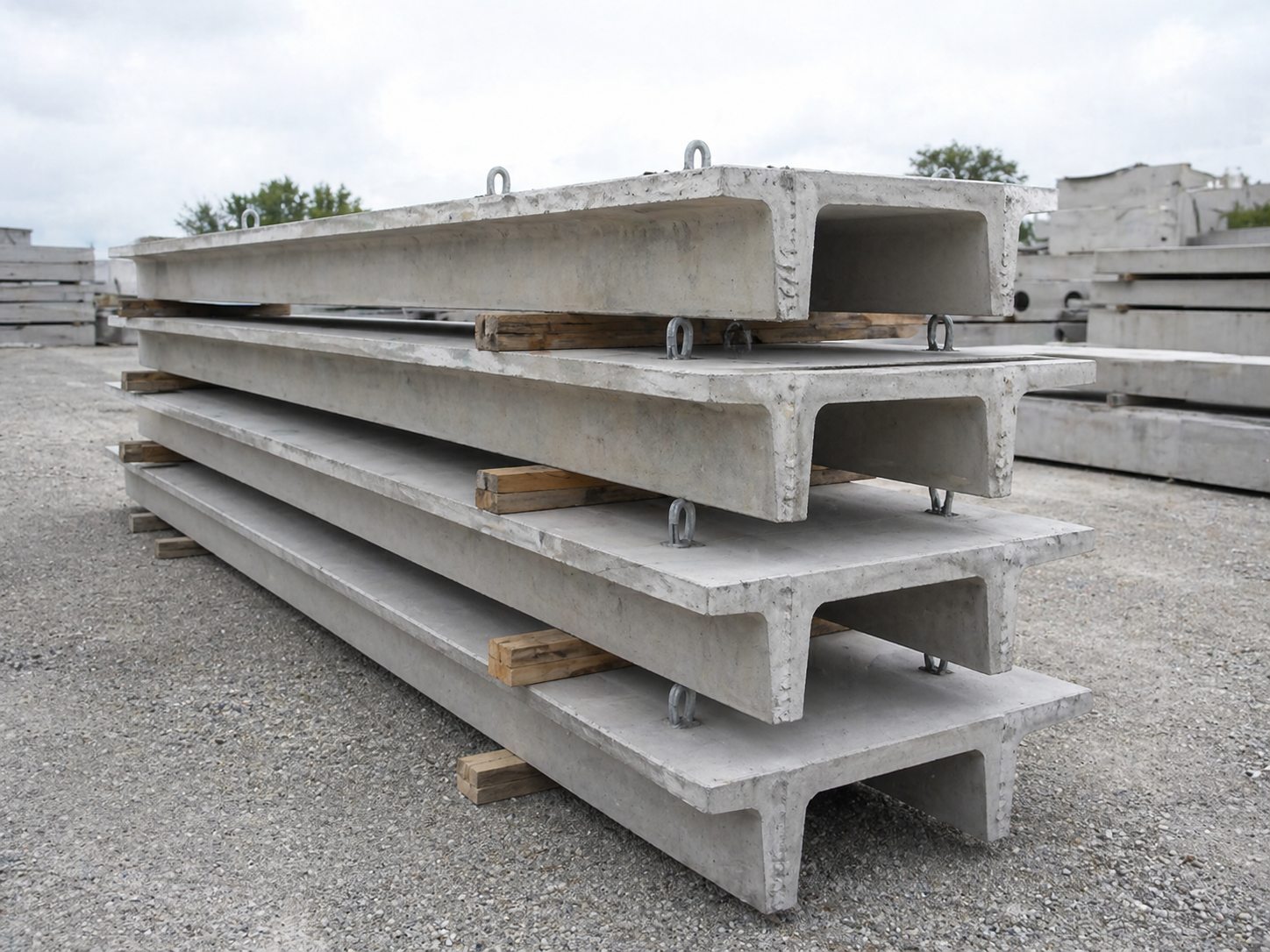 Precast concrete slabs and double tees for structural construction