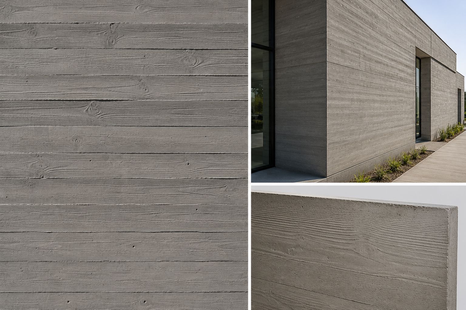Board-formed precast concrete texture sample for architectural façade design