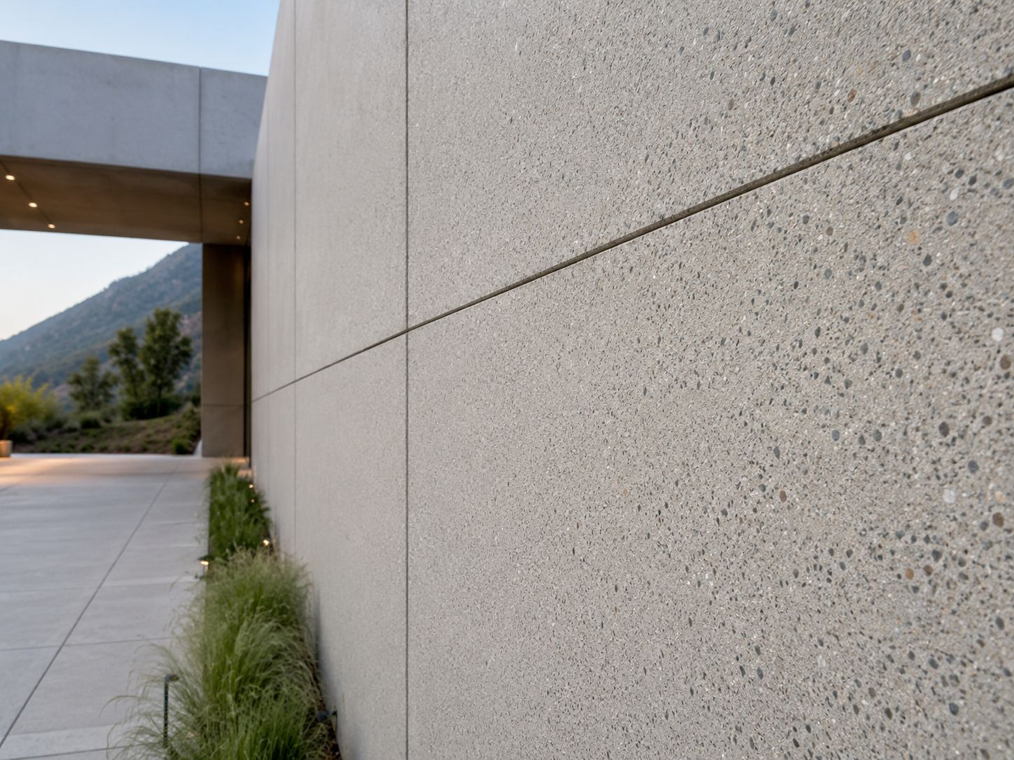 Acid-etched precast concrete finish with refined matte surface texture